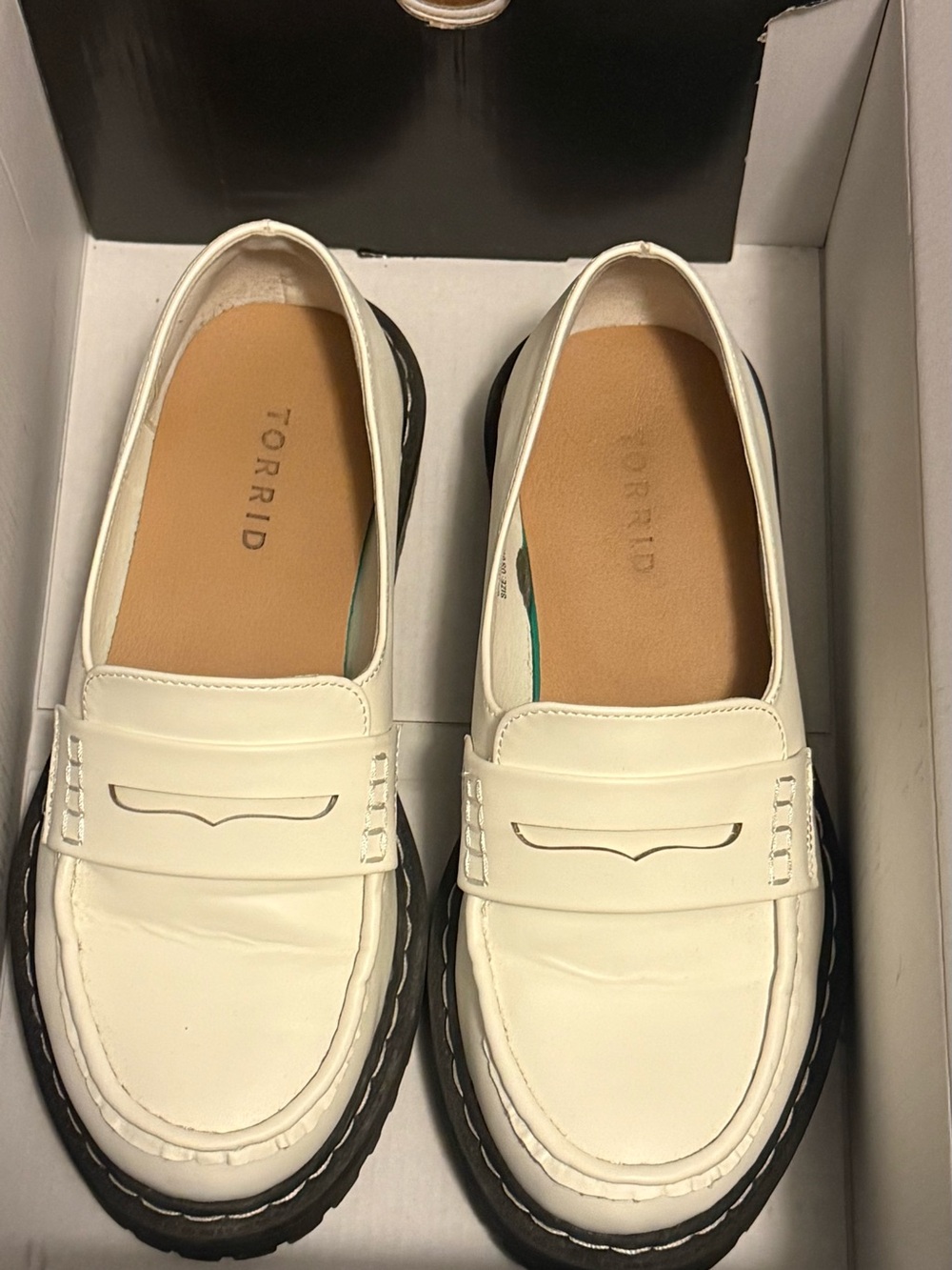torrid White Penny Loafers with Chunky Black Sole